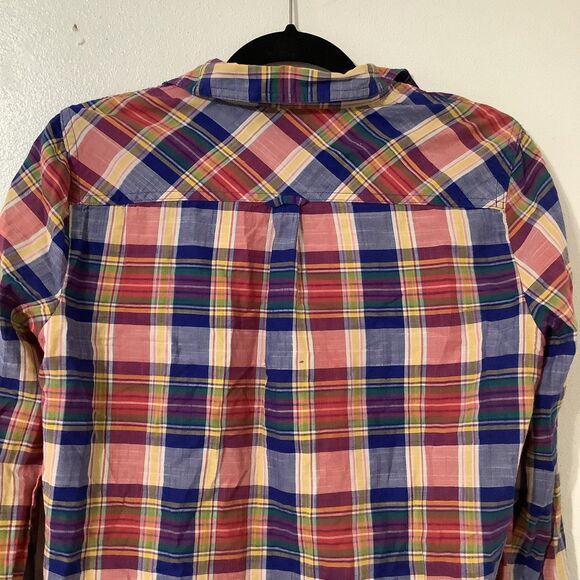 J. Crew Factory Plaid Cotton Outdoorsy Cabincore Boy Fit Button Down Shirt S - Picture 5 of 8